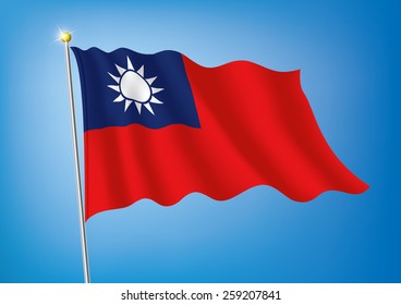 Vector art flags waving illustration:Taiwan (Republic of China)
