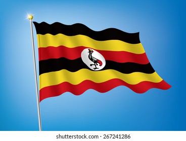 Vector art flags waving illustration:Uganda