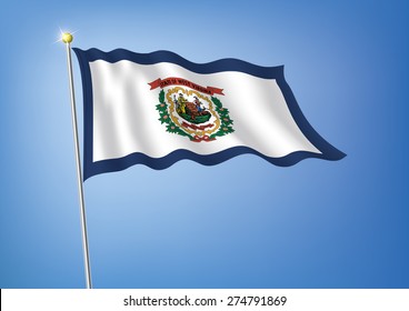 Vector art flags waving illustration:West virginia