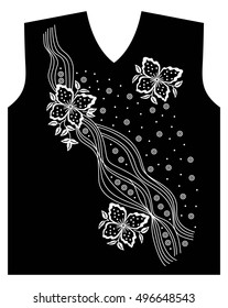 Vector art floral design on black template