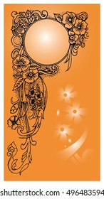 Vector Art of Floral Mirror Frame for Graphics Design