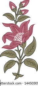 Vector art flower with leaves