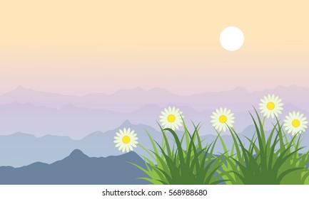 Vector art of flower spring landscape collection
