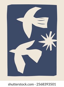 vector art of flying bird silhouettes in the blue sky