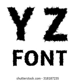 Vector  art font for Capital Letters English on transparent background. Vector art font for Y Z
