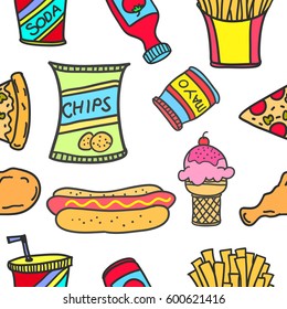 Vector art of food various doodle set
