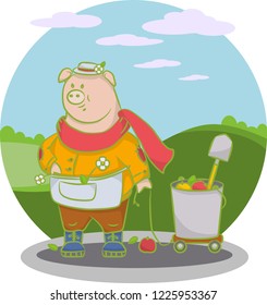 Vector art with fun Swine, the symbol of the next year. All the layers are separated.