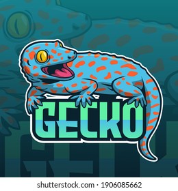 Arte vectorial para el logotipo de quad de juegos, mascota Gekko Gecko, gecko Tokay