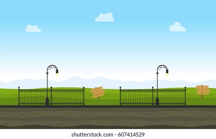 Vector art of garden landscape for game background