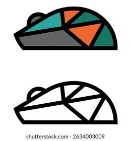 Vector art of Geometric mouse illustration isolated on white background with colorful triangular design elements