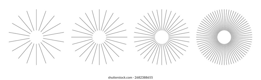 Arte vectorial del patrón geométrico de líneas radiales. Ilustración vectorial de rayos de sol