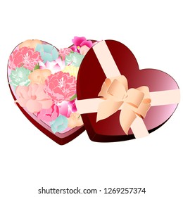 Vector art gift box with flowers