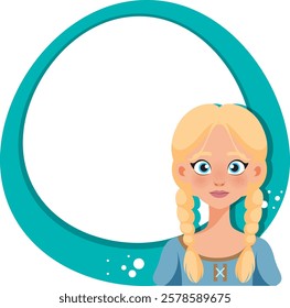 Vector art of a girl with braided hair