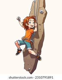 Vector Art, A Girl doing Rock Climbing