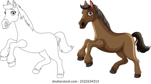 Vector art of a girl and horse