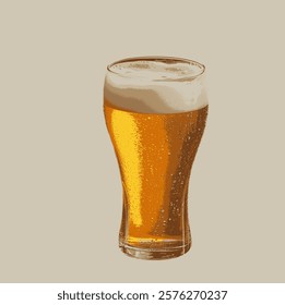 Vector art of a glass of cold beer on isolated background