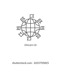 Vector art of a globe with flags represents global connections and international reach