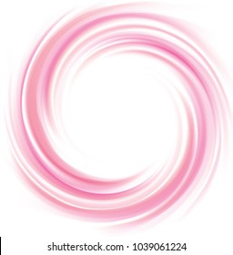Vector art glossy radial rippled curvy backdrop. Whirl gel fluid vivid pink eddy caramel syrup surface with space for text in white center. Appetizing jam juicy fruits rose color: currant, redcurrant