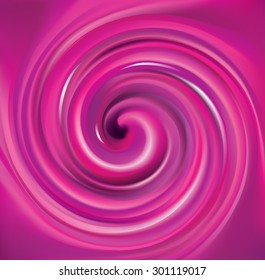 Vector art glossy radial rippled curvy backdrop. Twirl gel fluid vivid pink caramel surface. Appetizing jam juicy fruits mauve color: grape, currant, blueberry, bilberry, mulberry, bramble, dewberry