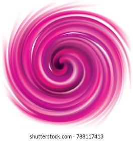 Vector art glossy radial rippled curvy backdrop. Twirl gel fluid vivid pink caramel surface. Appetizing jam juicy fruits mauve color: grape, currant, blueberry, bilberry, mulberry, bramble, dewberry