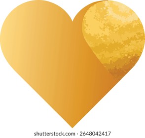 Vector art of a golden heart with a textured detail isolated on white background