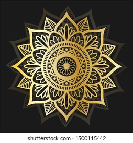 Vector art of golden mandala design background with gold color