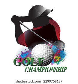 Vector art golfer illustration with colorfull. White background.