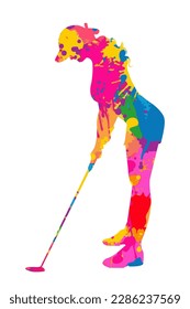 Vector art golfer illustration with watercolor. White background.