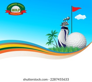 Vector art golfer illustration with watercolor. White background.