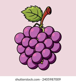 Vector art of grape fruit cartoon style vector icon illustration