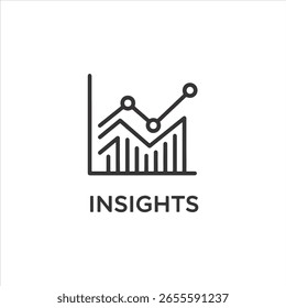 Arte vectorial del gráfico que muestra la tendencia ascendente con la palabra insights