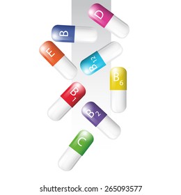 Vector art graphic illustration of colour capsules