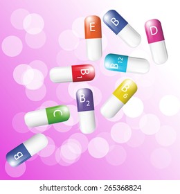 Vector art graphic illustration of colour capsules