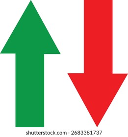 Arte vectorial de flecha verde hacia arriba y flecha roja hacia abajo