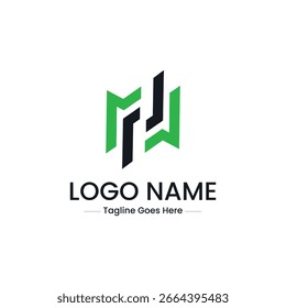 Vector art of green and black abstract letter logo design isolated on white background