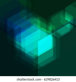 Vector art with green light background. Vector abstract illustration with blue neon dazzling light. Futuristic cyberspace e abstract wallpaper Luminescent green abstract shine. High quality 2018 trend