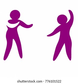 Vector art of a group of purple humanoid figures in a scene.  Each figure is its own vector  Individual figures and set also available.  Transparent background in vector file.