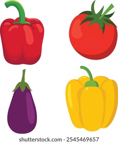 Vector art of a group of vegetables isolated on a white background