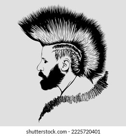 Vector Art Hair Punk Illustration Siluet Black White