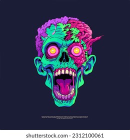 Personaje de arte vectorial Halloween Ilustraciones psicodélicas zombis