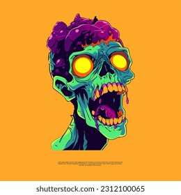 Vector Art Halloween Character Zombie Psychedelic illustrations