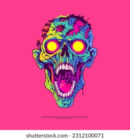 Vector Art Halloween Character Zombie Psychedelic illustrations