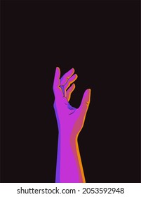 vector art hand with 90s style retro, vintage, background.