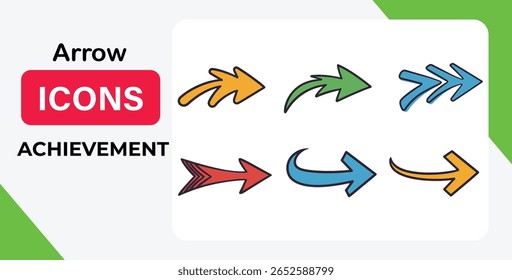 Vector art of hand drawn arrow collection pointing in various directions isolated on white background