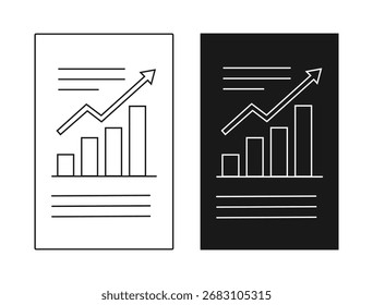 Arte vectorial de gráfico de barras dibujado a mano con flecha de tendencia ascendente