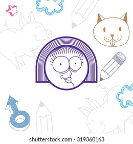 Vector art hand drawn illustration of personality, positive emotions on woman face. Social interaction allegory drawing. 