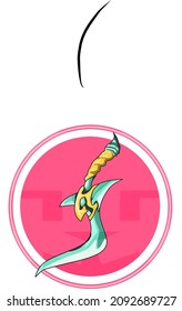 Vector art hand drawn. Unique concept daggers with pink background. 
