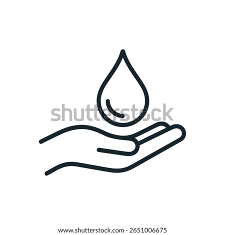 Vector art of a hand holding a water drop symbolizes purity and care