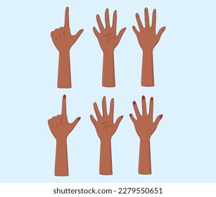 Vector art of hands. Dark complexion.