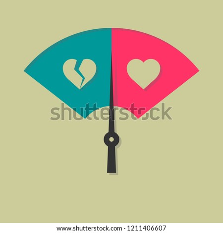 vector art of hate and love meter
